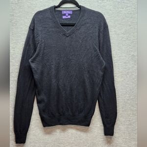 Alan Flusser V-neck cashmere men LG sweater hipster skater grunge cozy oversized